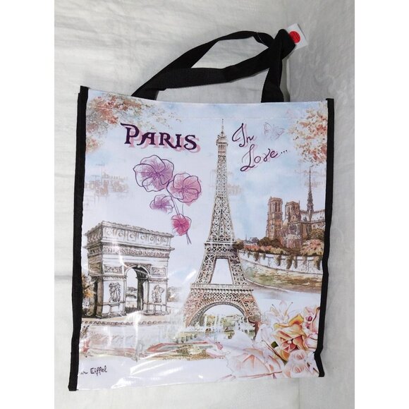 Paris Themed Reusable Tote Bag With Eiffel Tower Print - Picture 7 of 13